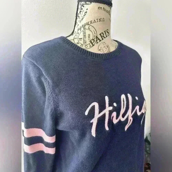 TOMMY HILFIGER Crew Neck Cotton 5% Cashmere Pullover Jumper Sweater Women Size S - Picture 6 of 9